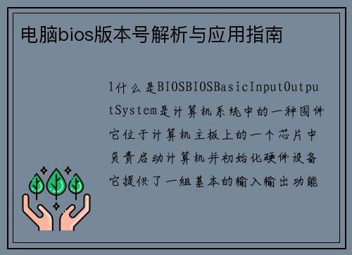 电脑bios版本号解析与应用指南